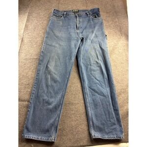 Sandy River Mens Blue Denim Carpenter Jeans Straight Leg Work Pants 38x34